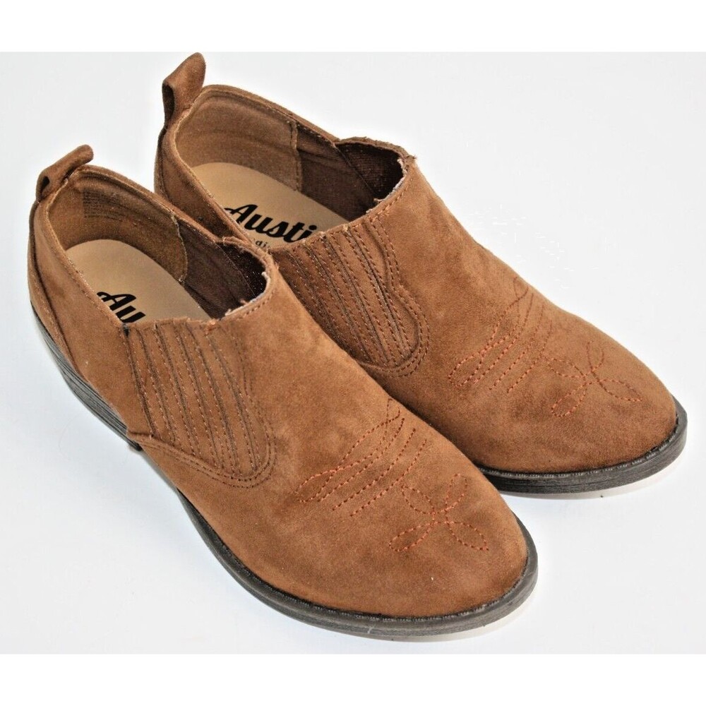 Austin Brown SuedeWestern Ankle Booties Shoes Women's sz 7.5